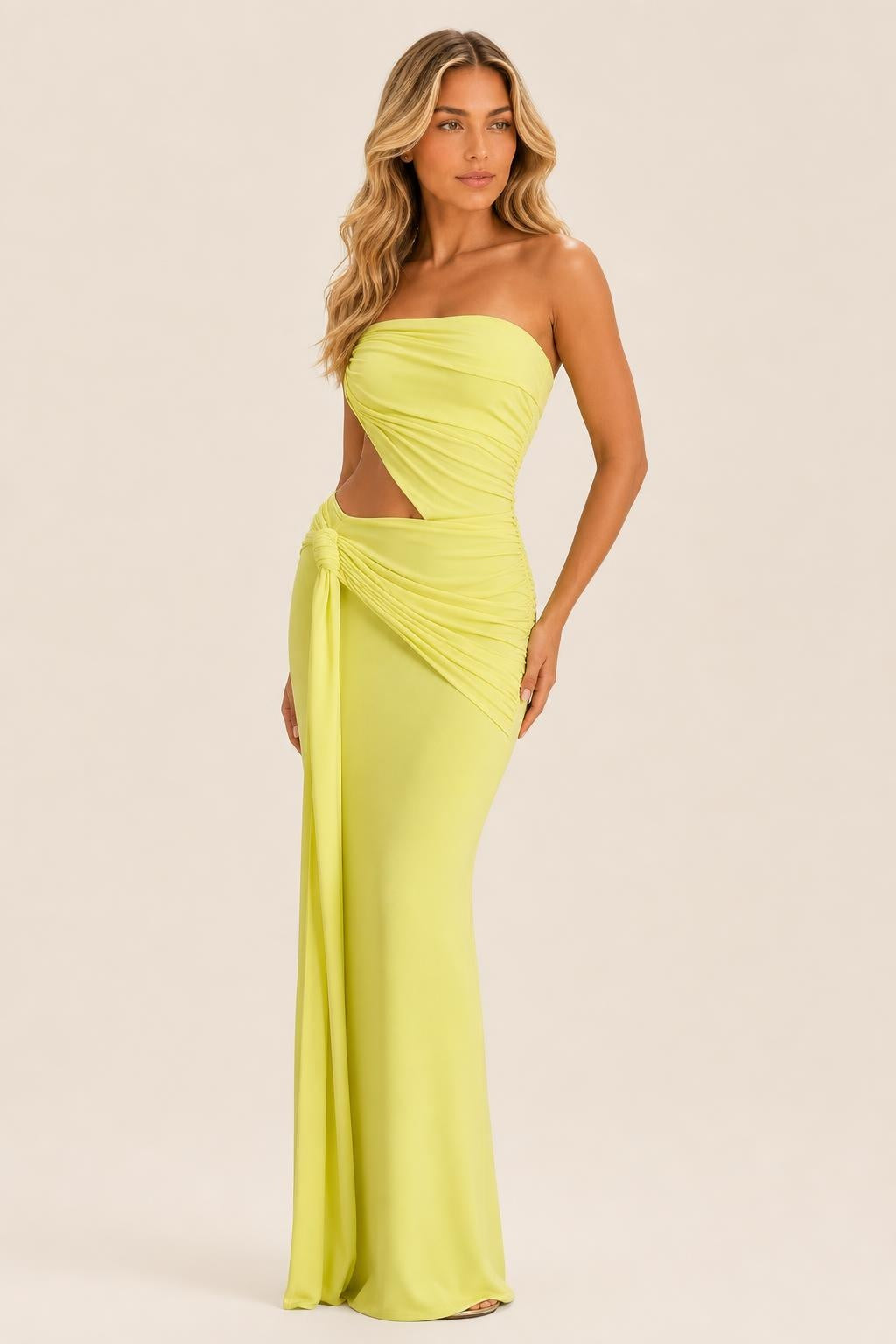 Ada | Strapless Cut-Out Maxi Dress with Side Split