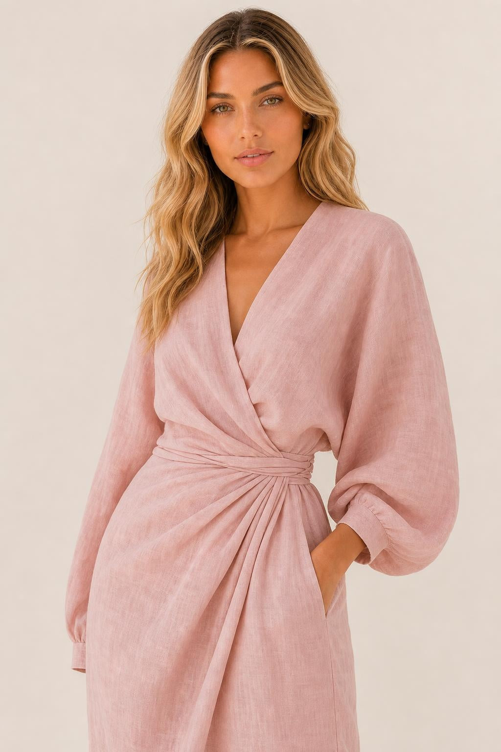 Paloma V-Neck Linen-Blend Maxi Dress — studio_closeup — Sofia [01b55d52-c35f-4c90-a42b-861e840fa117]