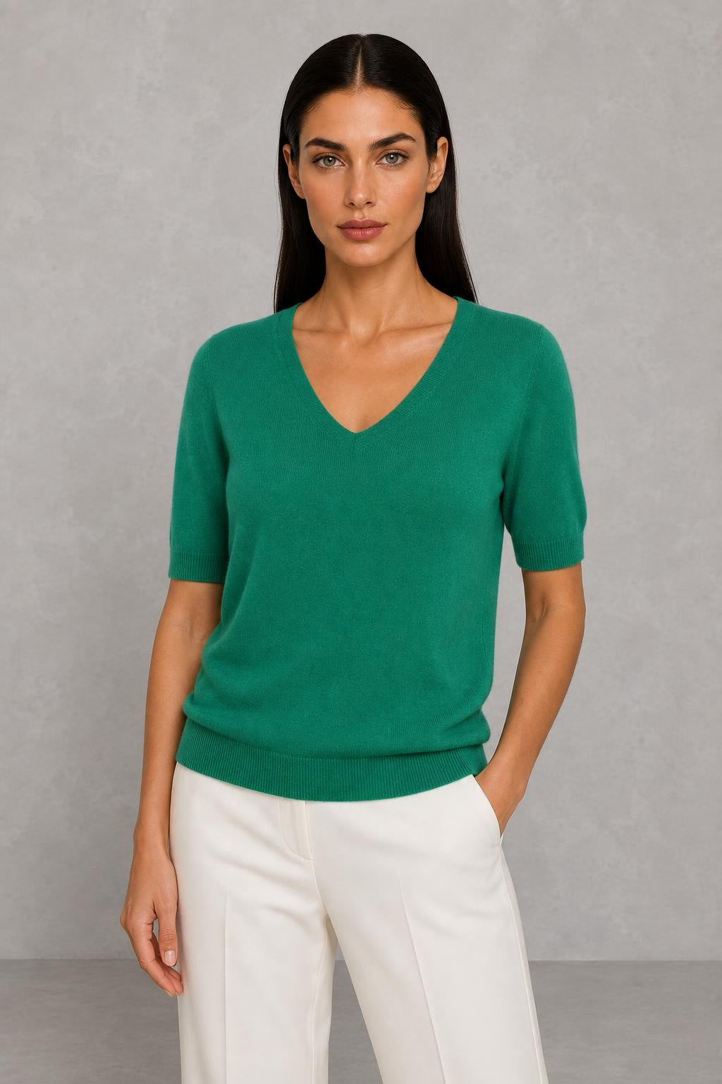 Elysian V-Neck Knit Top — studio_front — Helena [01b967f6-eb66-47e6-9d25-01154ca2ea0c]