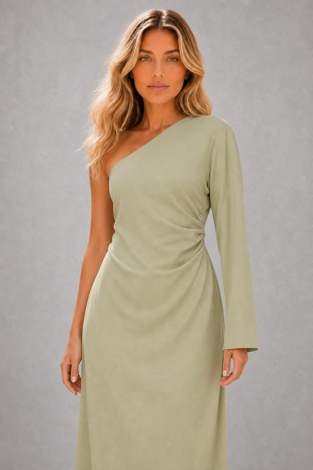 Zara - One-Shoulder Maxi Jurk met elegante pasvorm — studio_closeup — Sofia [72112622-7108-4a93-a69b-582df7eddebe]