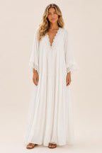 Helena | Lace-Trim Chiffon Boho Maxi Dress