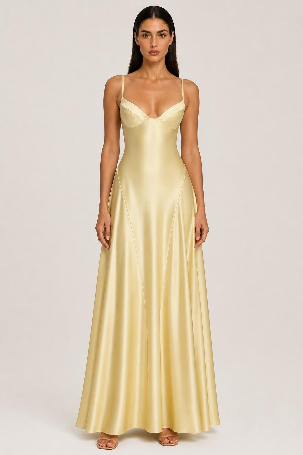 Delfina | V-Neck Satin Maxi Dress