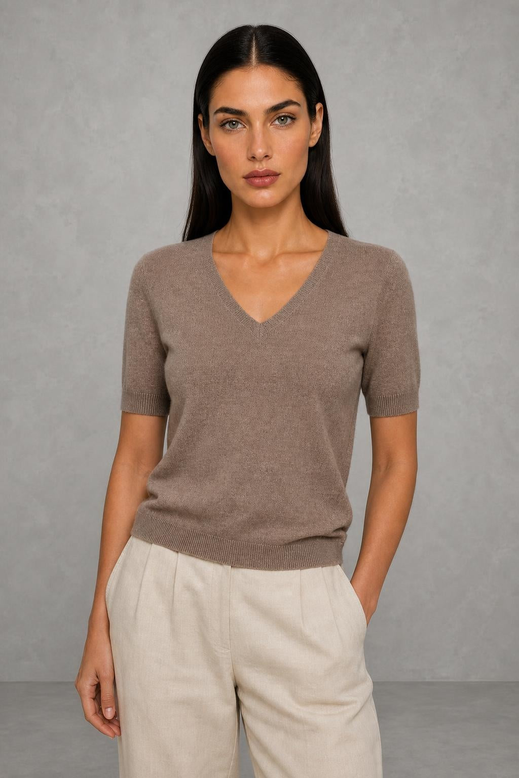 Elysian V-Neck Knit Top — studio_front — Helena [eceea283-428f-4164-9bd1-e91979a5d5ad]