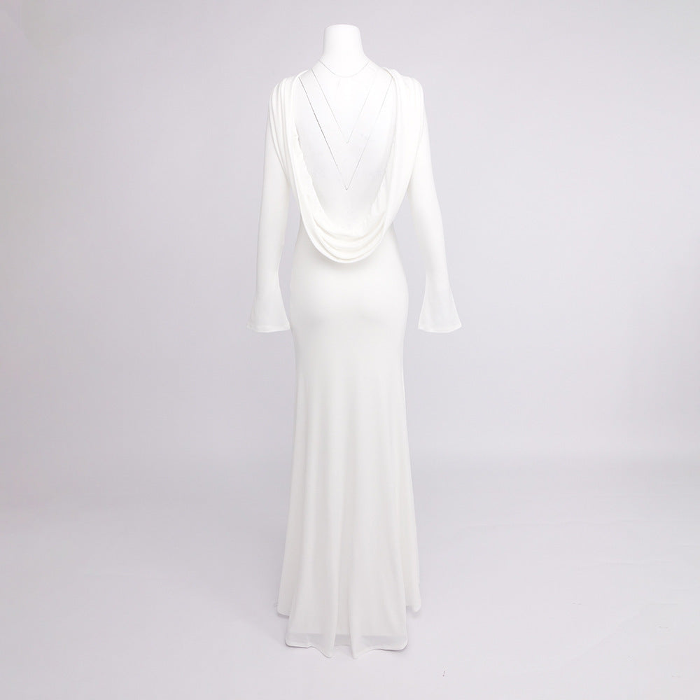 Ester | Draped-Back Long-Sleeve Maxi Dress