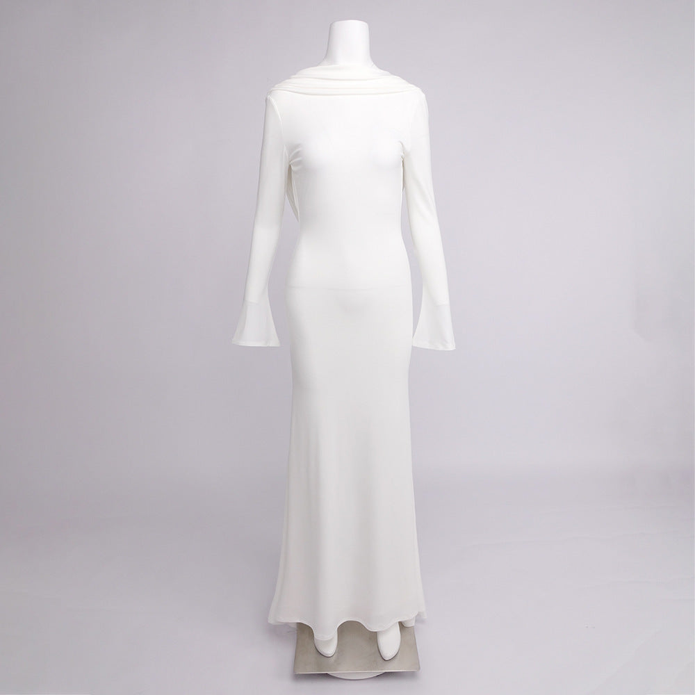 Ester | Draped-Back Long-Sleeve Maxi Dress