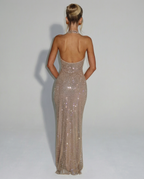 Julianna | Sequin Halter Backless Maxi Dress