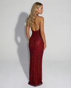 Julianna | Sequin Halter Backless Maxi Dress