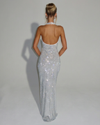 Julianna | Sequin Halter Backless Maxi Dress
