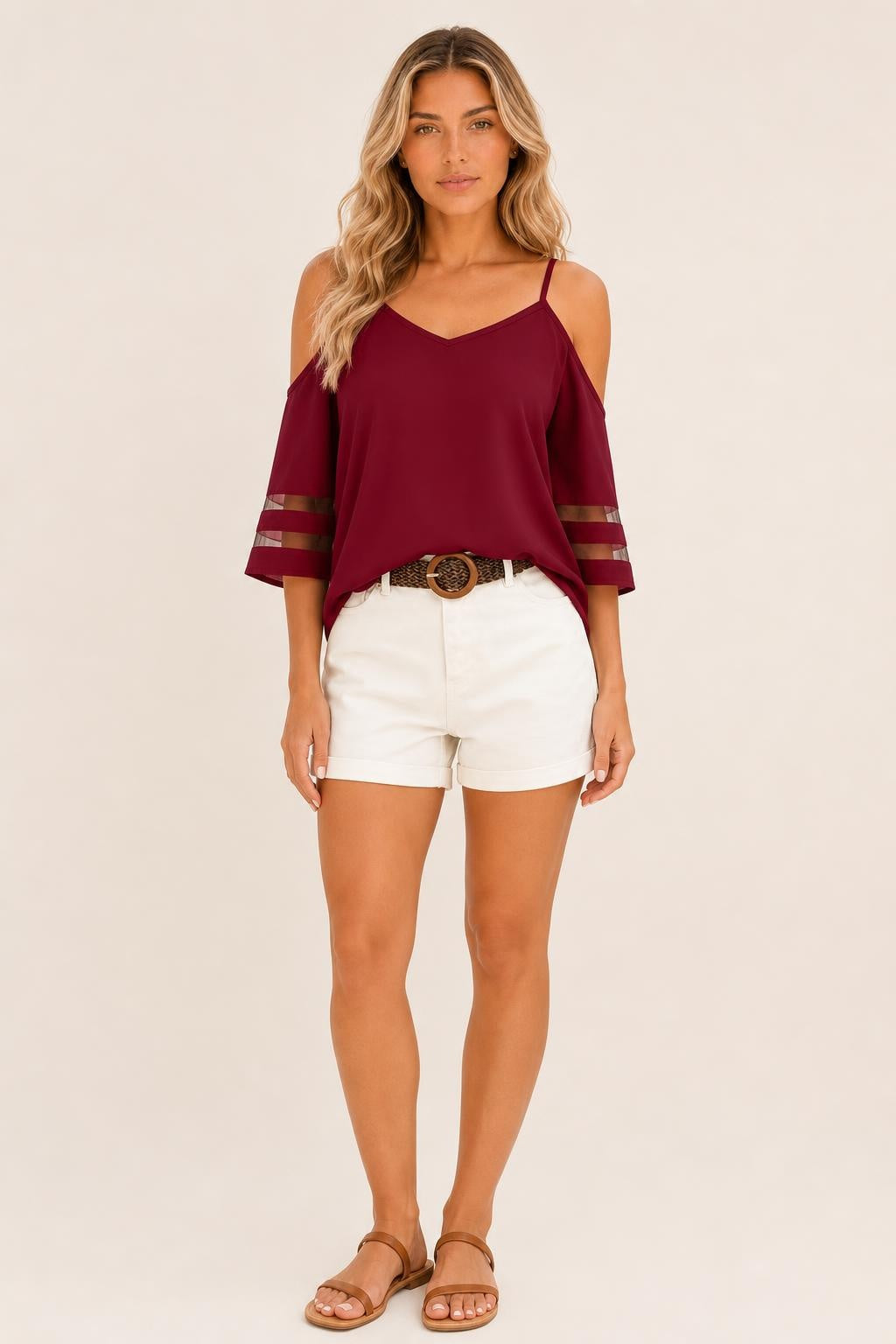 Simone Cold-Shoulder Summer Blouse — studio_front — Sofia [e3e074fc-c8ef-400c-a623-9bcb69c2379f]