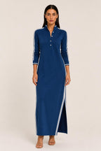 Marlene | Contrast-Trim Polo Sweatshirt Maxi Dress