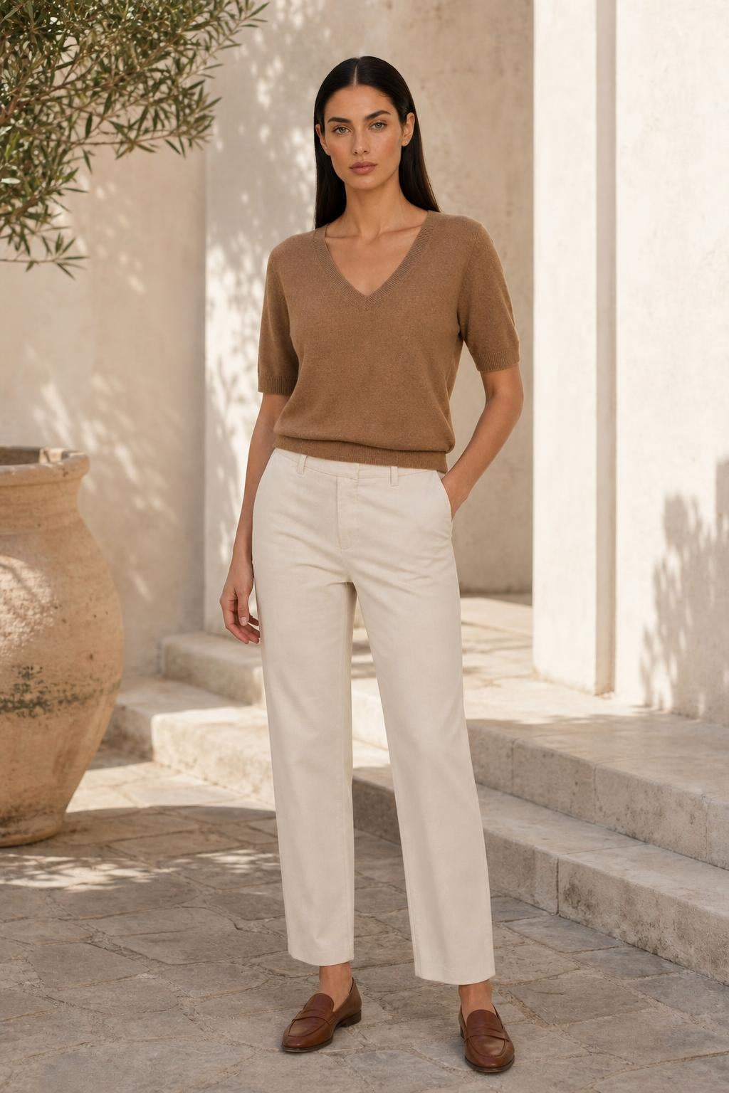 Elysian V-Neck Knit Top — lifestyle — Helena [16b7bed7-3dc8-49d0-ad33-4eca40762b69]