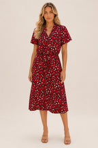 Maya Vintage-Inspired Viscose Midi Dress — studio_front — Sofia [5d6a44b7-c610-4a74-9c0b-470e36af92b6]