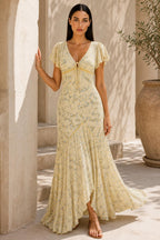 Flush | Floral V-Neck Tie Front Maxi Dress — lifestyle — Helena [43f3c63a-96a1-4681-b3c4-1211b7e612d0]