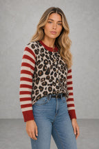 Chloe Leopard Striped Top — studio_three_quarter — Sofia [30851141-b8b7-4743-a6c2-7ad778c05081]