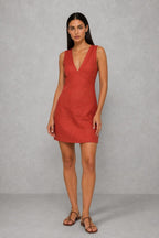 Mila Linen-Blend V-Neck Mini Dress — studio_front — Helena [ce024b7f-25f6-4230-8b26-2a167553e025]
