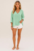 Ava Relaxed V-Neck Linen Shirt — studio_front — Sofia [452a662b-b686-4368-920a-2f9bb3aef68d]