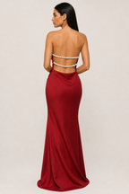 Otávia | Draped-Neck Satin Midi Dress