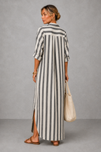 Nadia Striped Shirt Maxi Dress