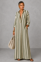 Nadia Striped Shirt Maxi Dress