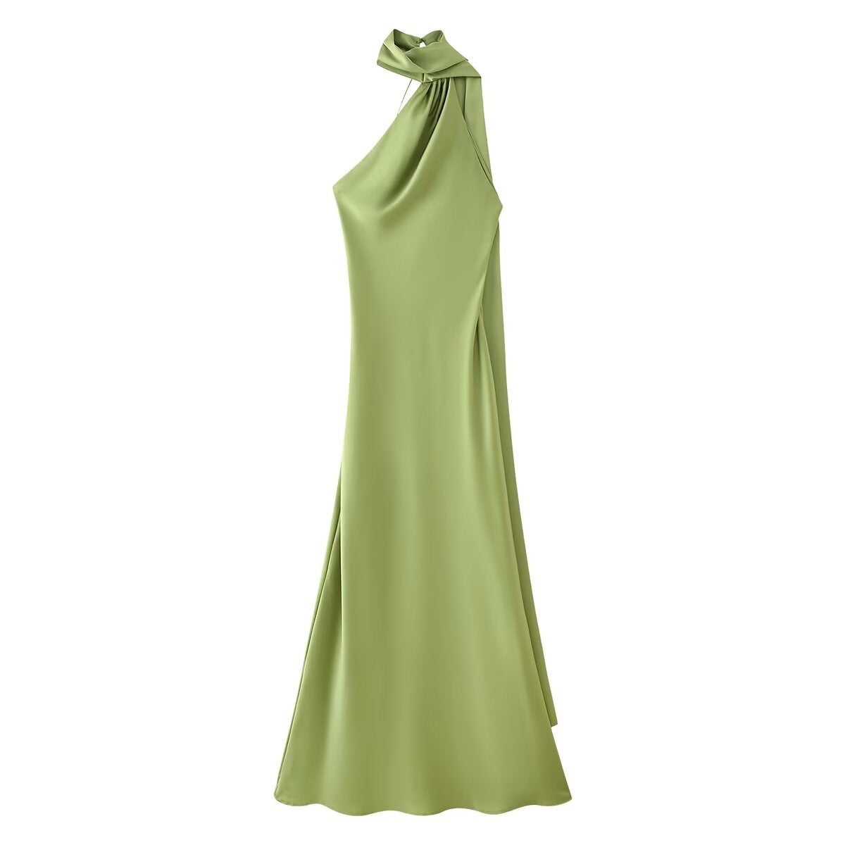 Isabel | One-Shoulder Satin Maxi Dress with Cape Detail